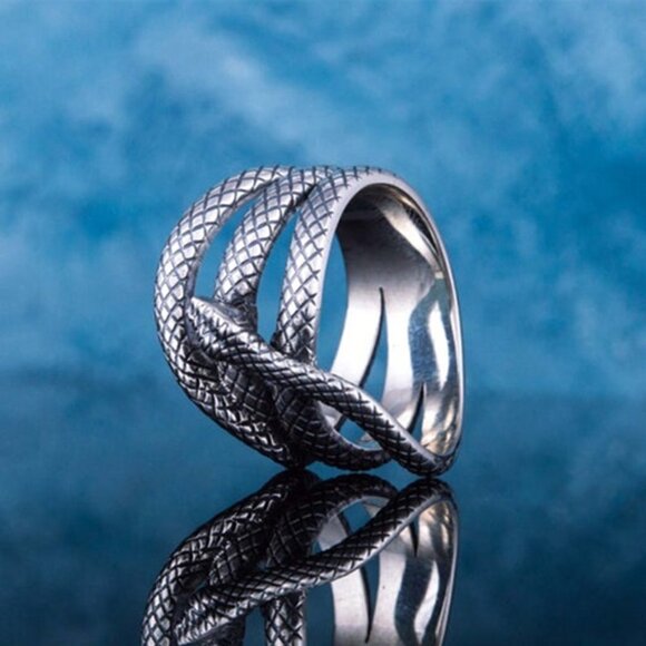 💥Trendy Multi Layer Snake Vintage Carved Silver Fashion Ring UNVN12123 - Picture 6 of 7